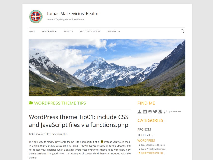 WordPress theme Tiny Forge Child Example WordPress theme Tiny Forge Child Example
