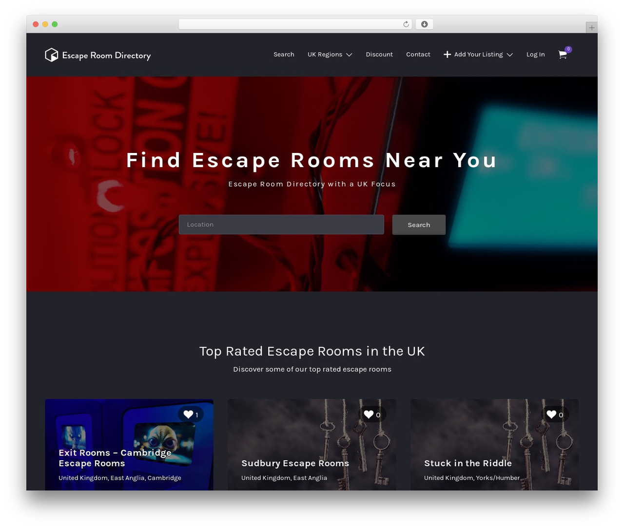 Listify WordPress theme - escaperoomdirectory.co.uk
