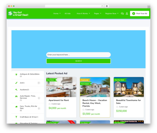 Classified listing toolkits WordPress plugin - www.yougotagreatdeal.com