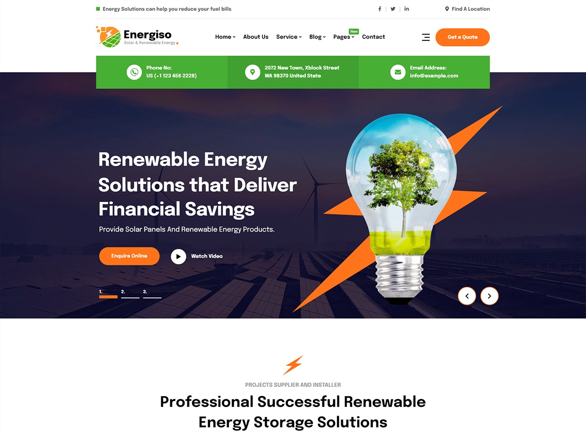 WordPress theme Energiso by Vecurosoft