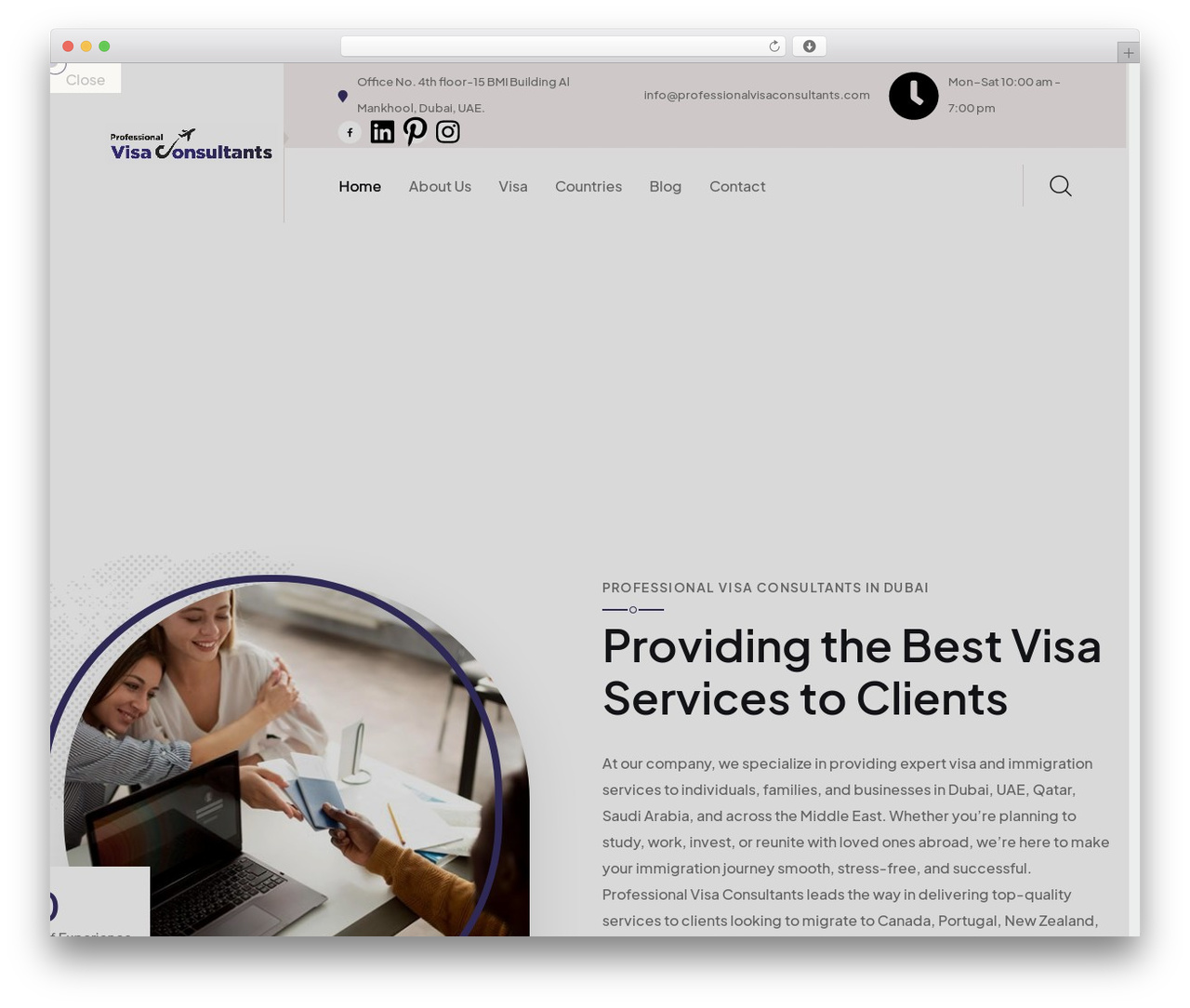 Treck WordPress theme - professionalvisaconsultants.com