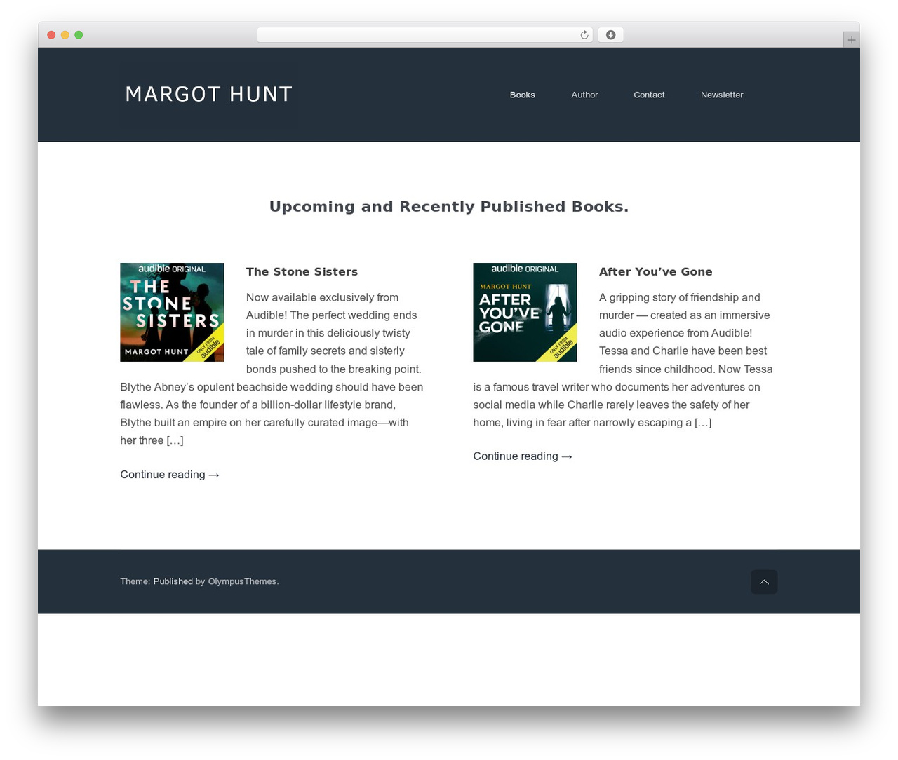 Published WordPress theme - margothunt.com Published WordPress theme - margothunt.com