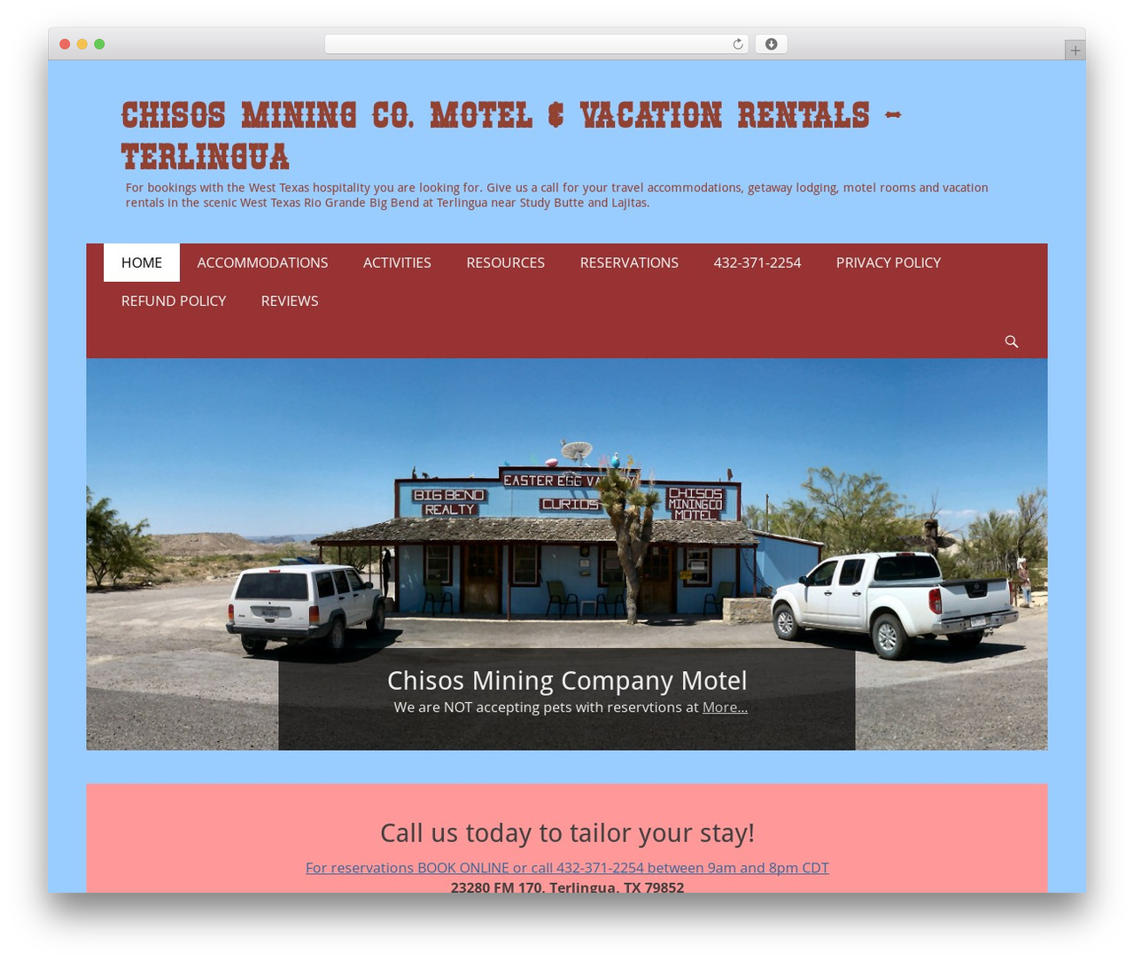 Catch Responsive WordPress theme - motelsbigbend.com