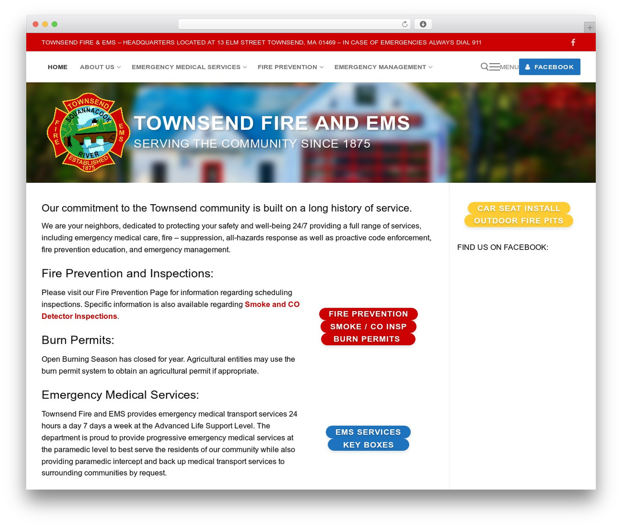 Customify WordPress theme - townsendfire-ems.org