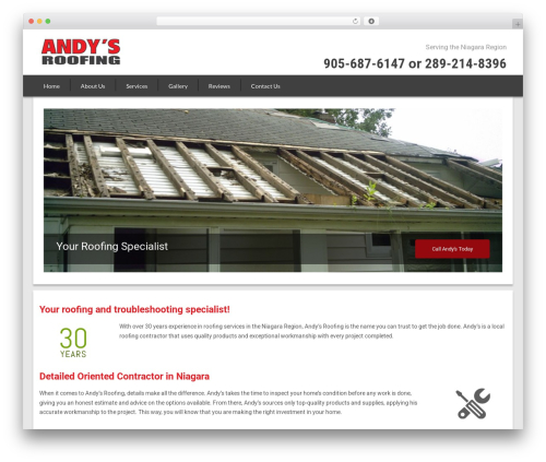Laurel WordPress theme - andysroofing.ca