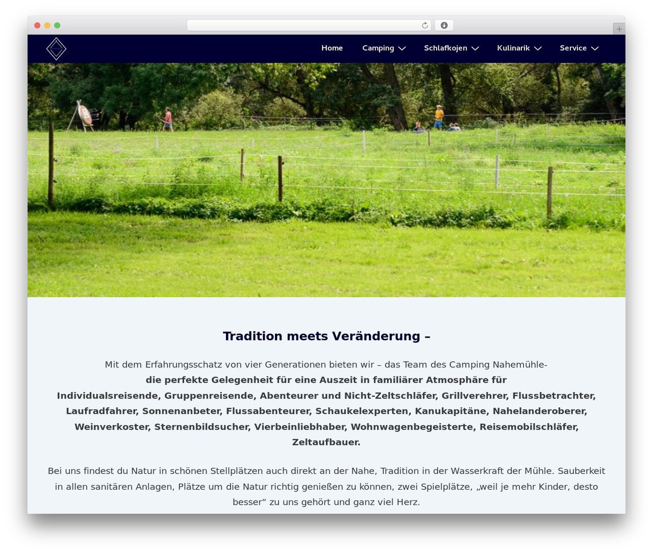 Responsive WordPress theme - camping-nahemuehle.de/de