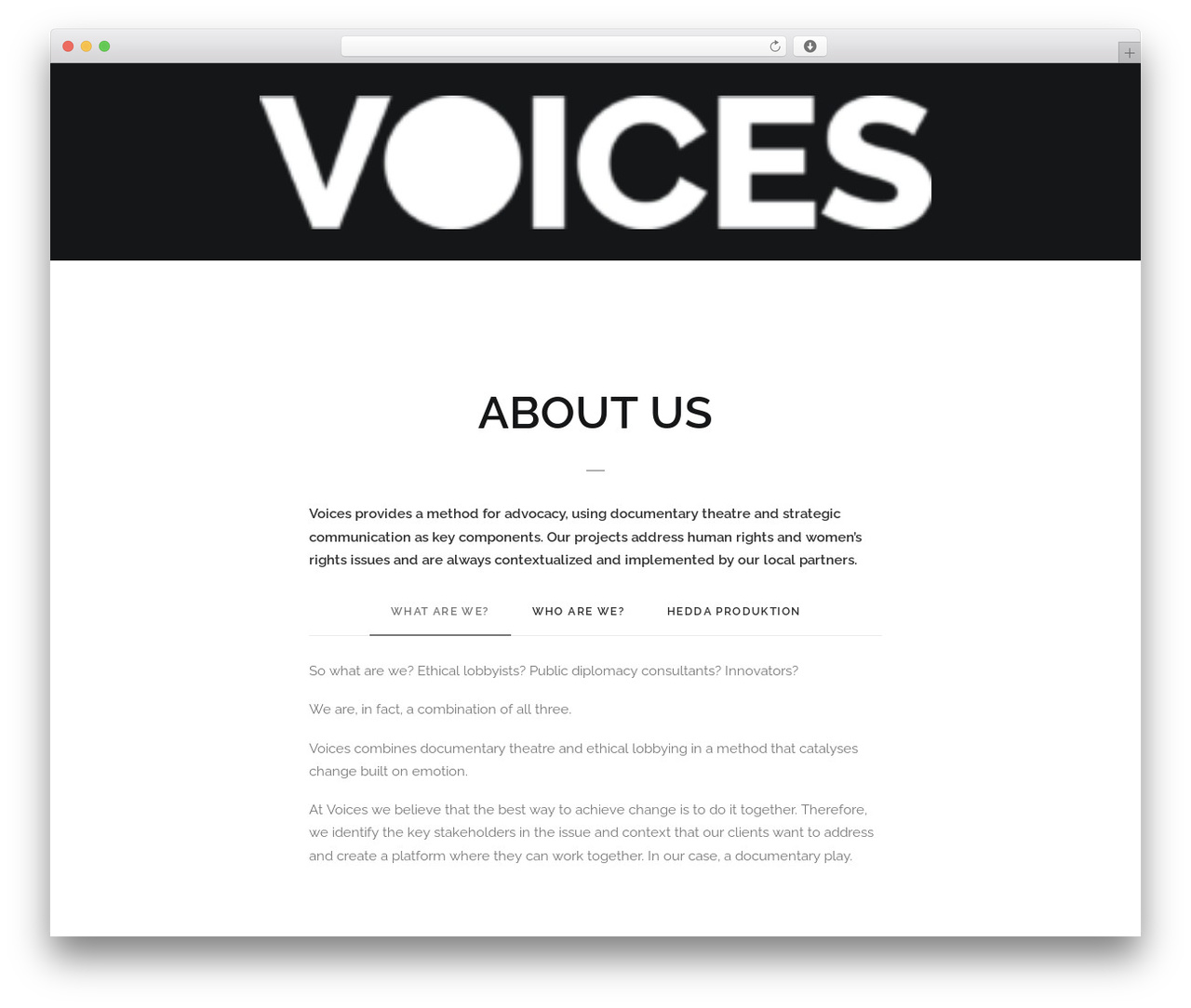 Uncode WordPress theme - voicesprojects.com