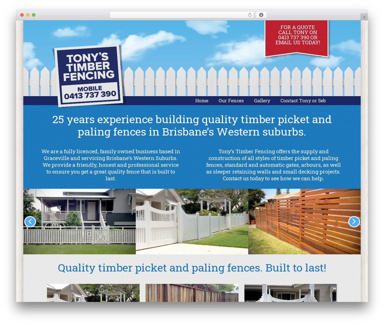 WP Bootstrap Starter theme WordPress - tonystimberfencing.com