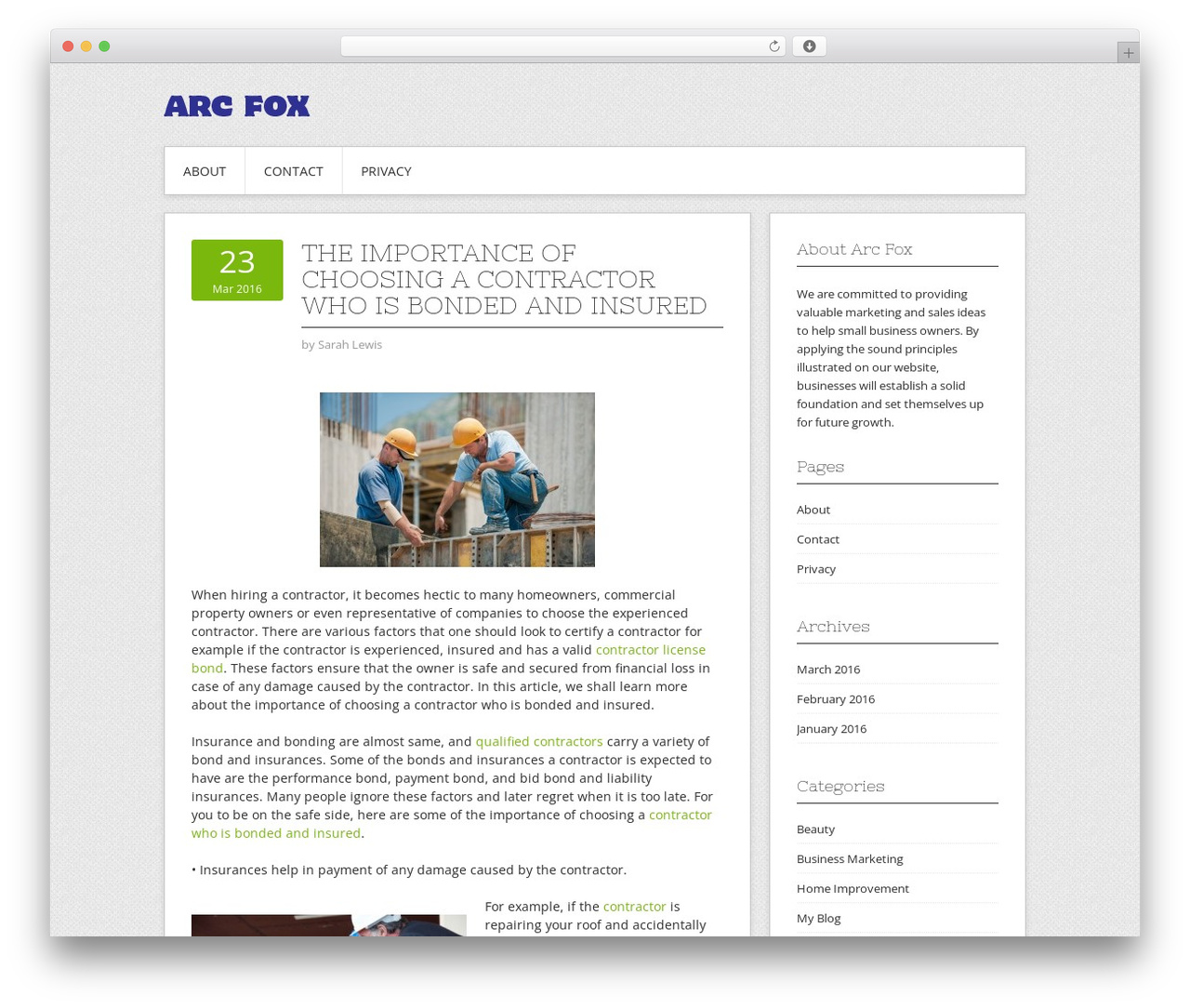 WordPress theme Contango - arcfoxcities.com