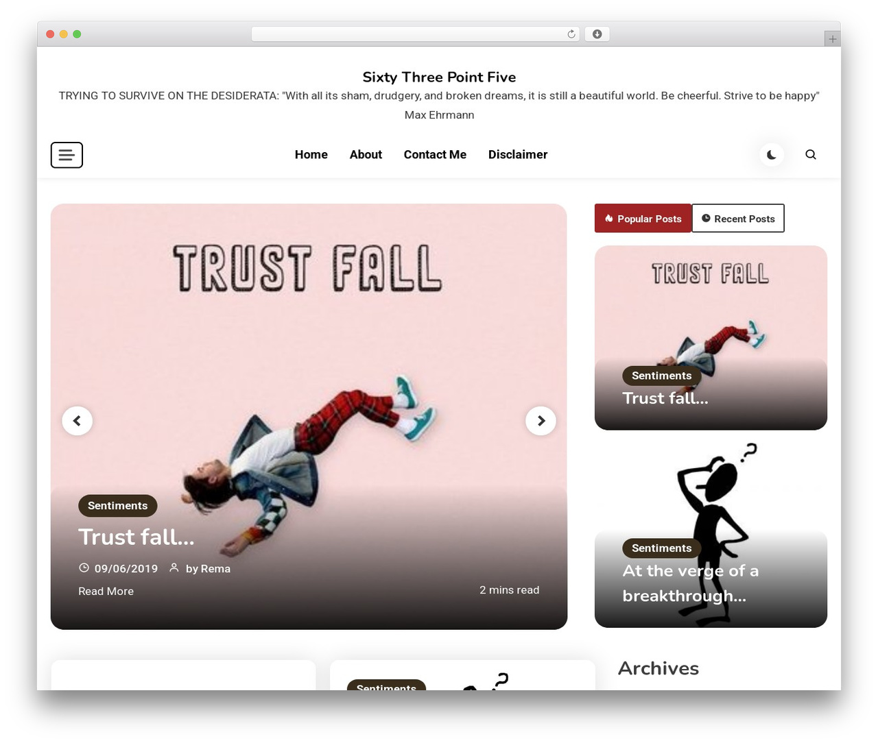Articlewave WordPress theme - sixtythreepointfive.com