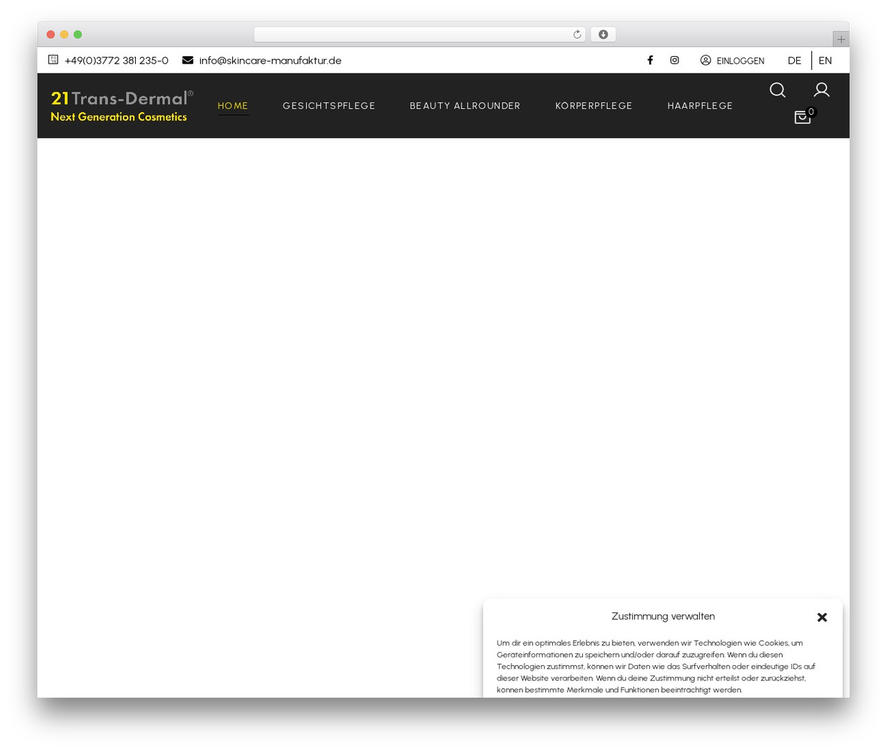 Glowing WordPress theme - 21transdermal.com