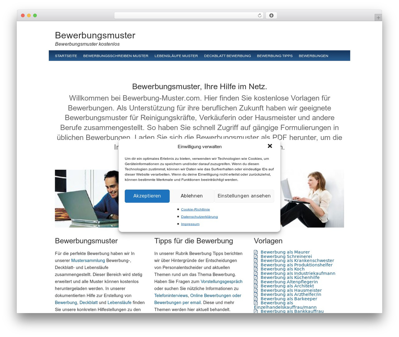 WordPress theme Fluid Child Theme - bewerbung-muster.com