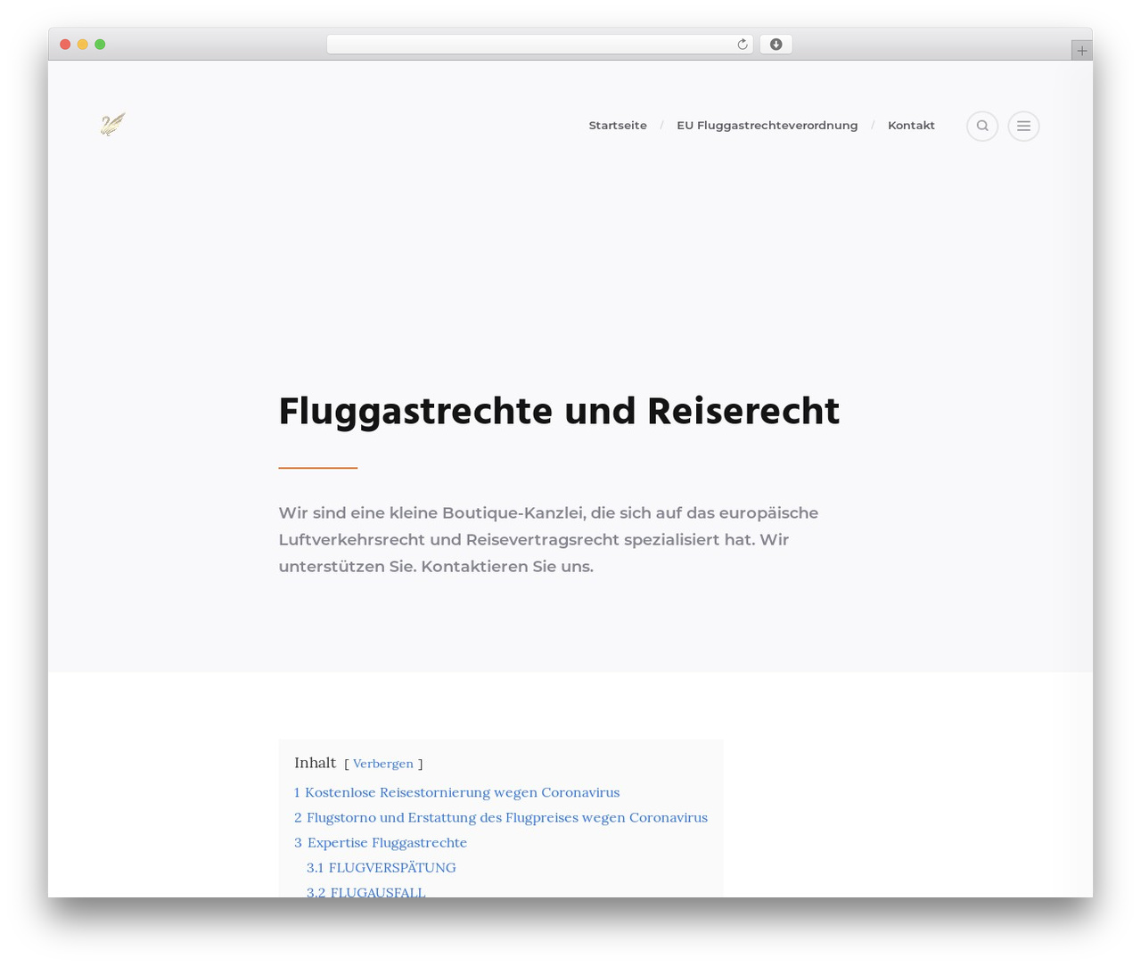 Ecko Ember WordPress theme - eu-fluggastrechte.de
