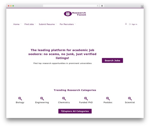 Careerfy WordPress theme - researchtweet.com