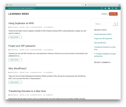 Customify WordPress page theme - lwebs.ca
