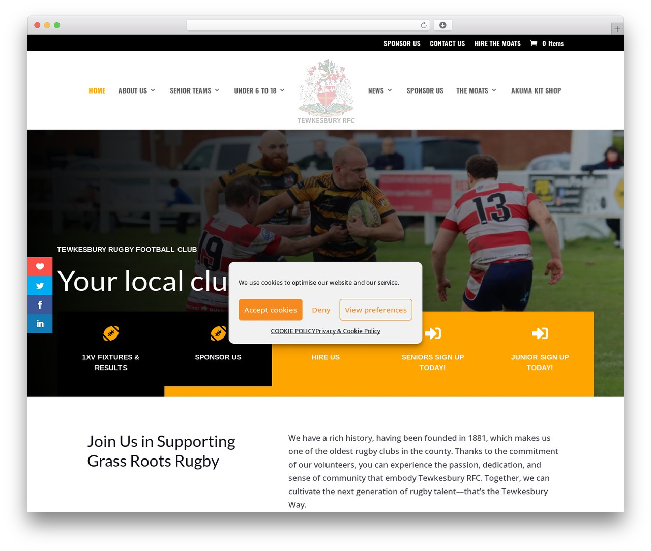 WordPress theme Divi - tewkesburyrfc.co.uk