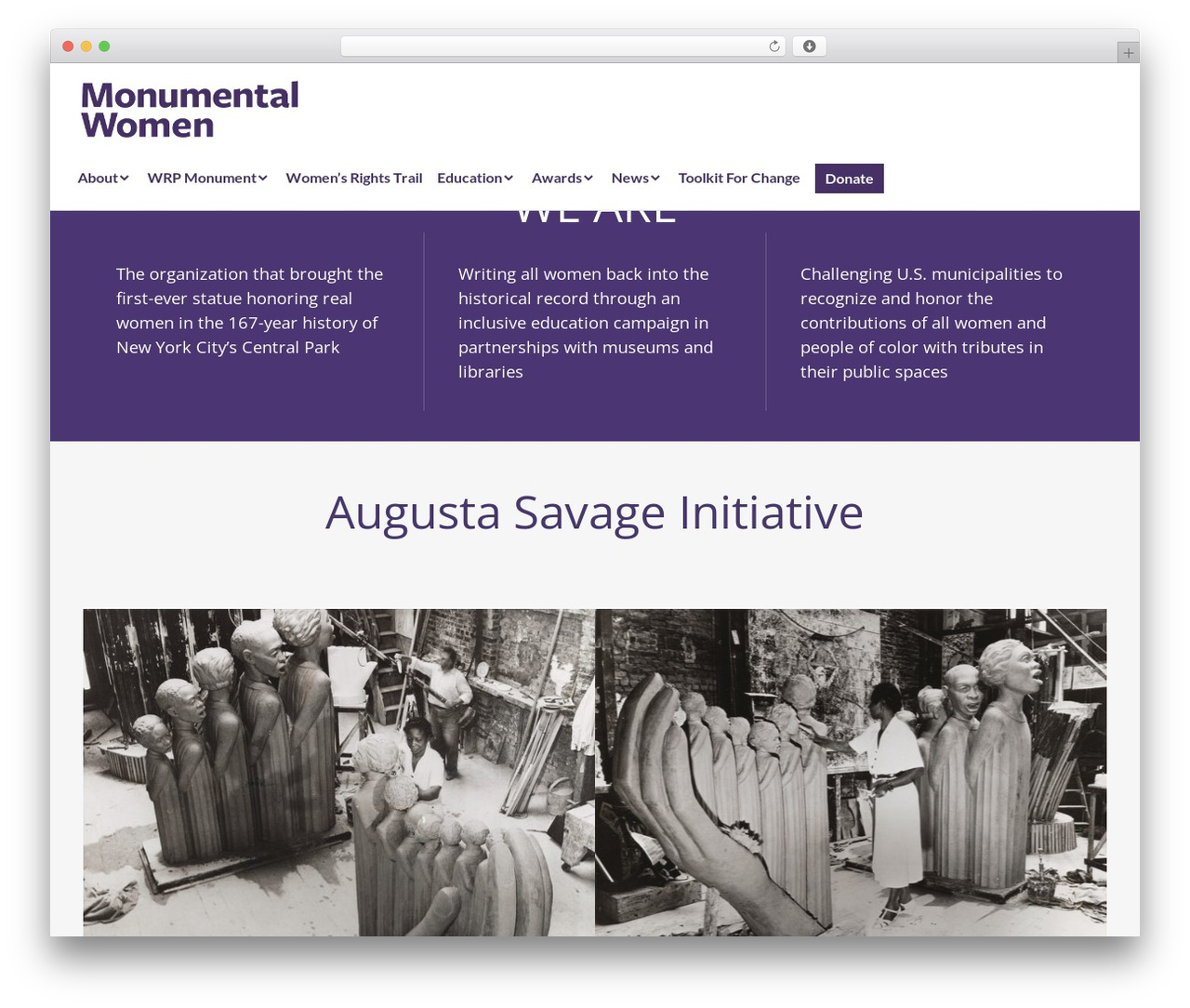 Stackable WordPress page theme - monumentalwomen.org
