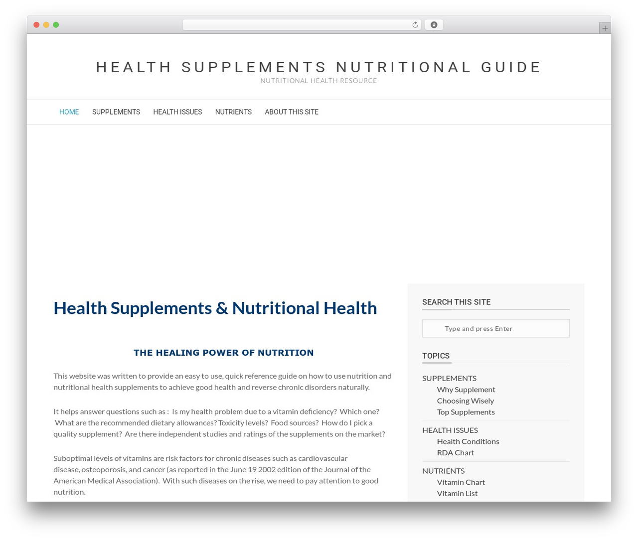 WordPress theme Genesis - healthsupplementsnutritionalguide.com