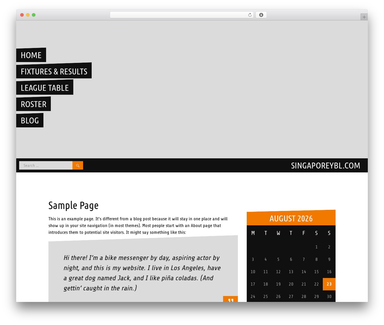 Courtside WordPress theme - singaporeybl.com