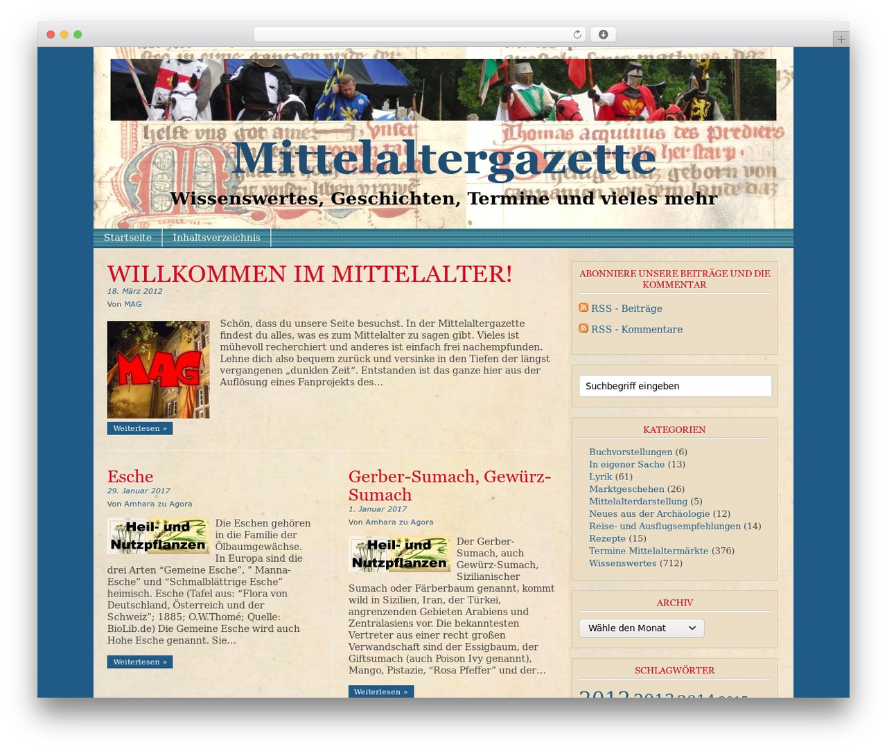 Magazine Basic WordPress theme - mittelaltergazette.de
