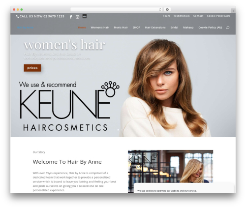 WordPress website theme Divi - hairbyanne.com.au