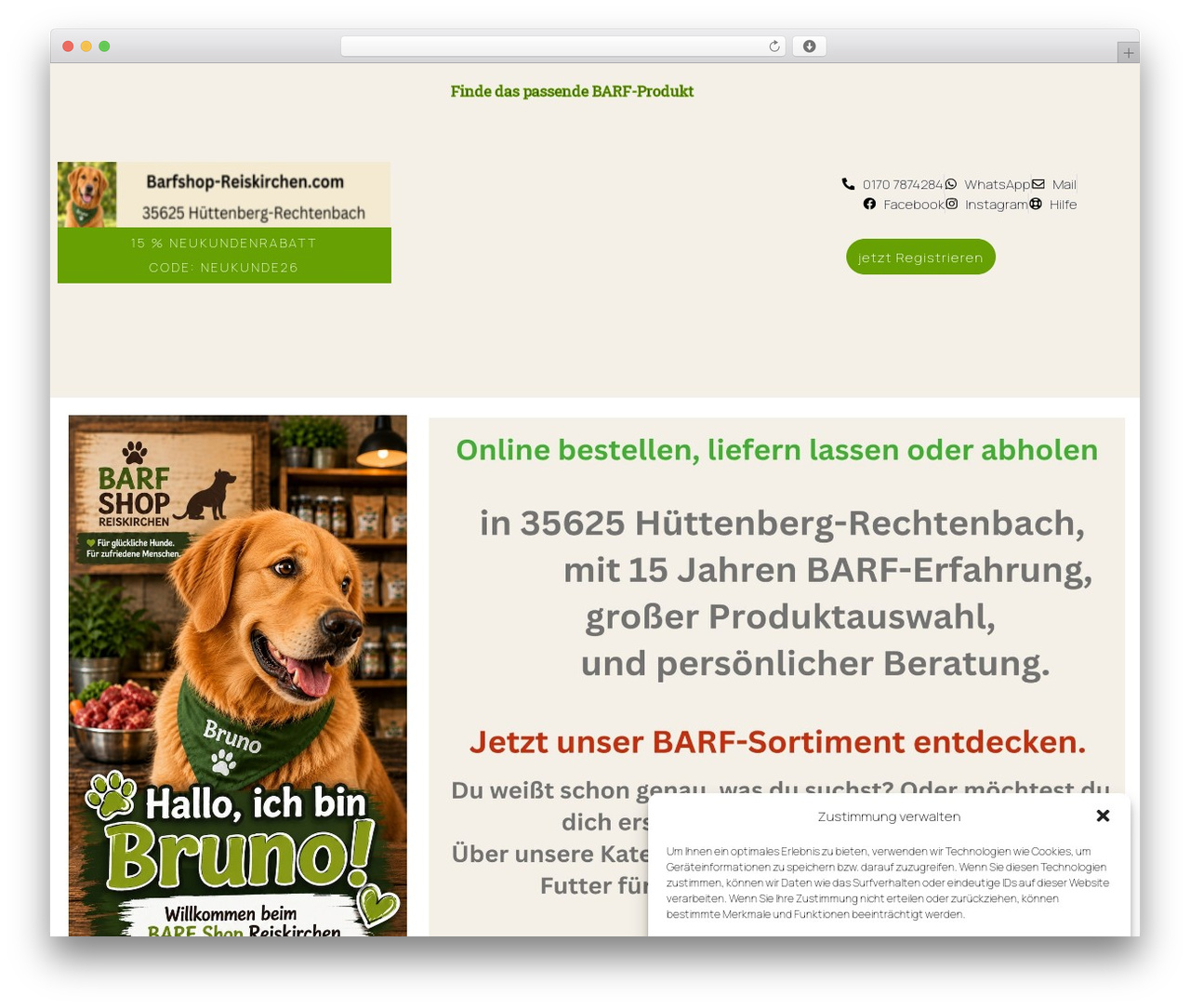 Hello Elementor WordPress shopping theme - barfshop-reiskirchen.com