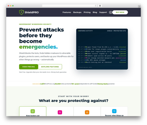 Shield Security Theme WordPress theme design - cerberwp.com