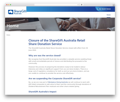 Cascade WordPress theme - sharegiftaustralia.org.au