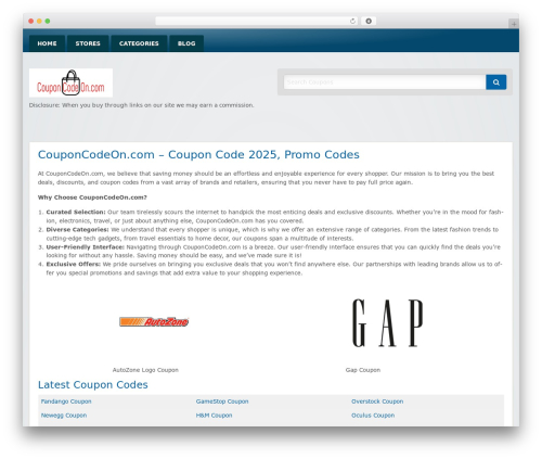 WordPress theme Clipper - couponcodeon.com