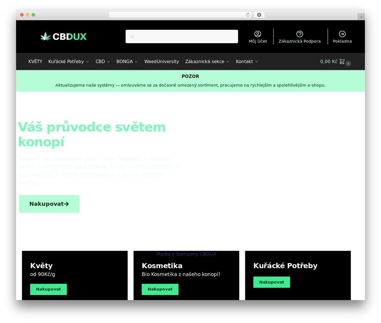 Shoptimizer WordPress store theme - cbdux.cz