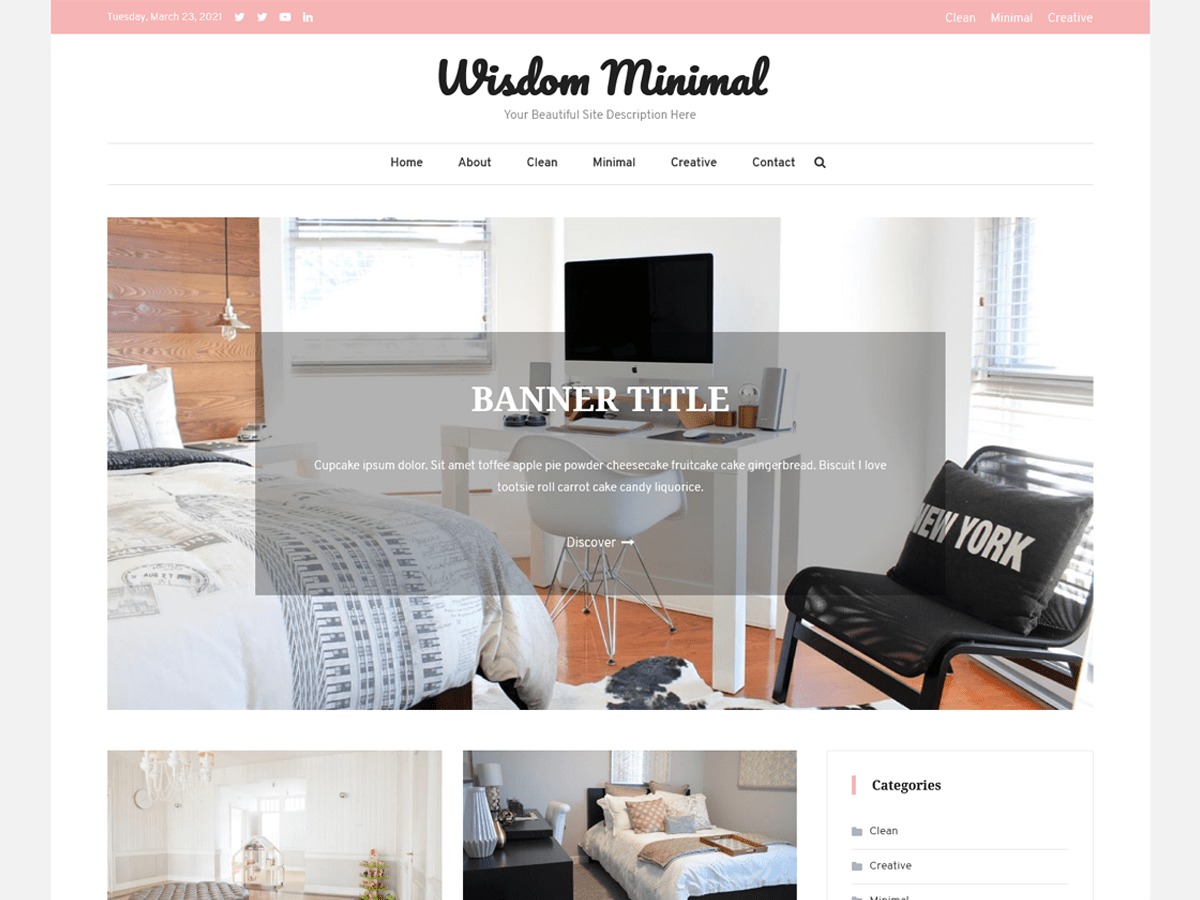 Wisdom Minimal WordPress blog theme by CodeVibrant
