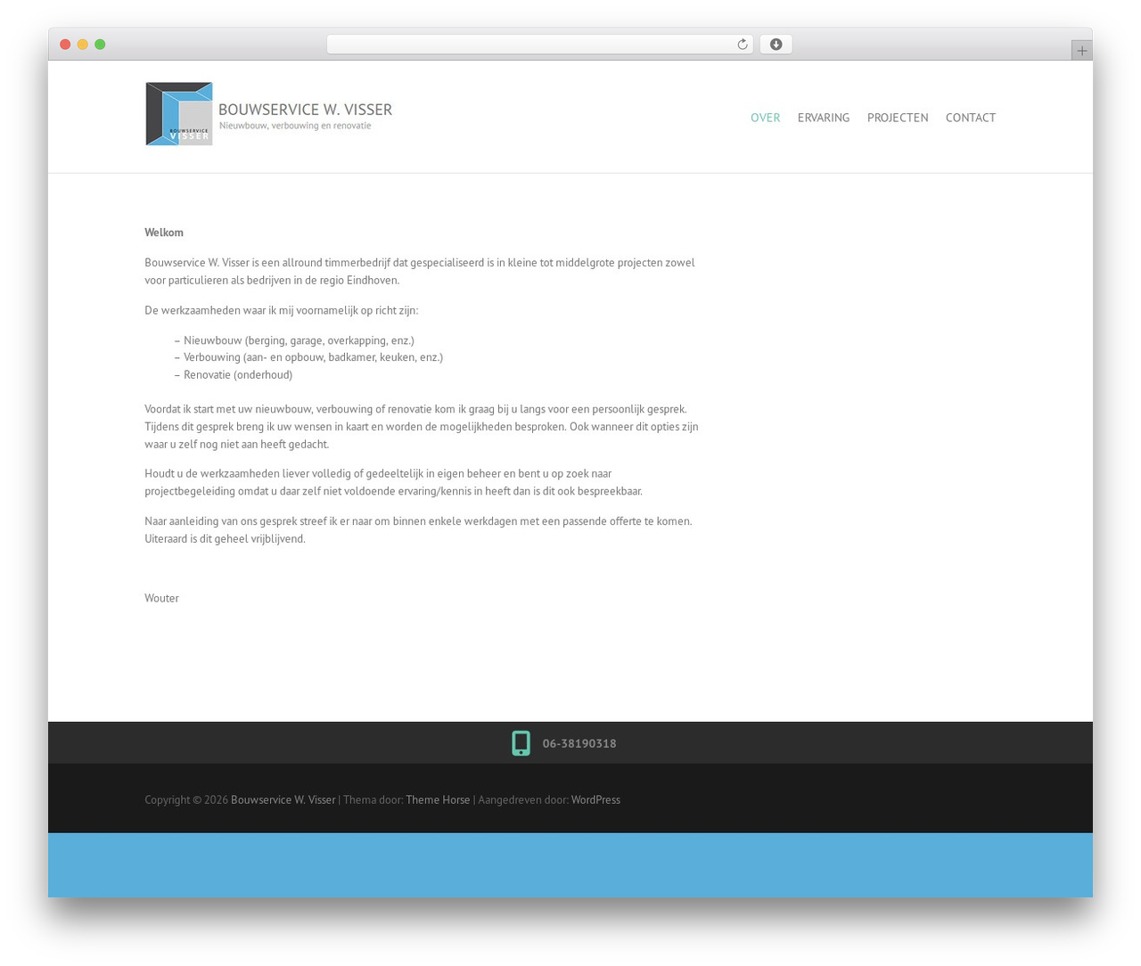 Interface theme WordPress - bouwservicevisser.nl