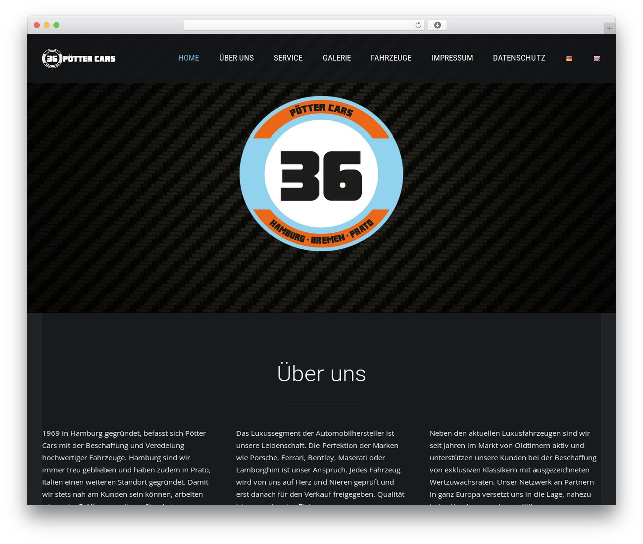 Avada WordPress theme - poettercars.de