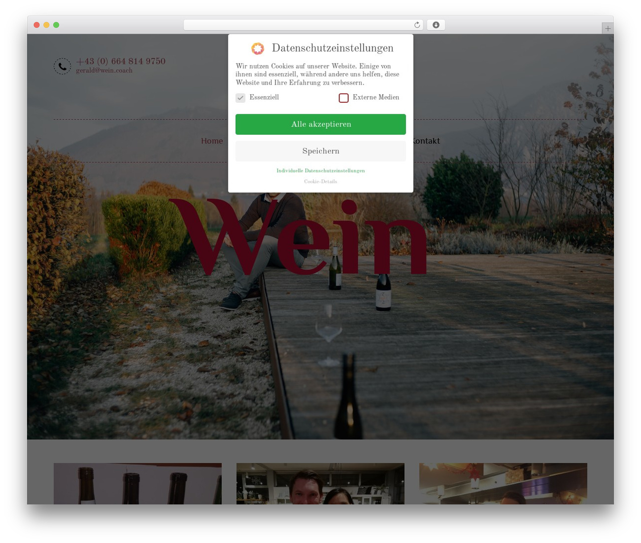 WineMaker WordPress theme design - wein.coach