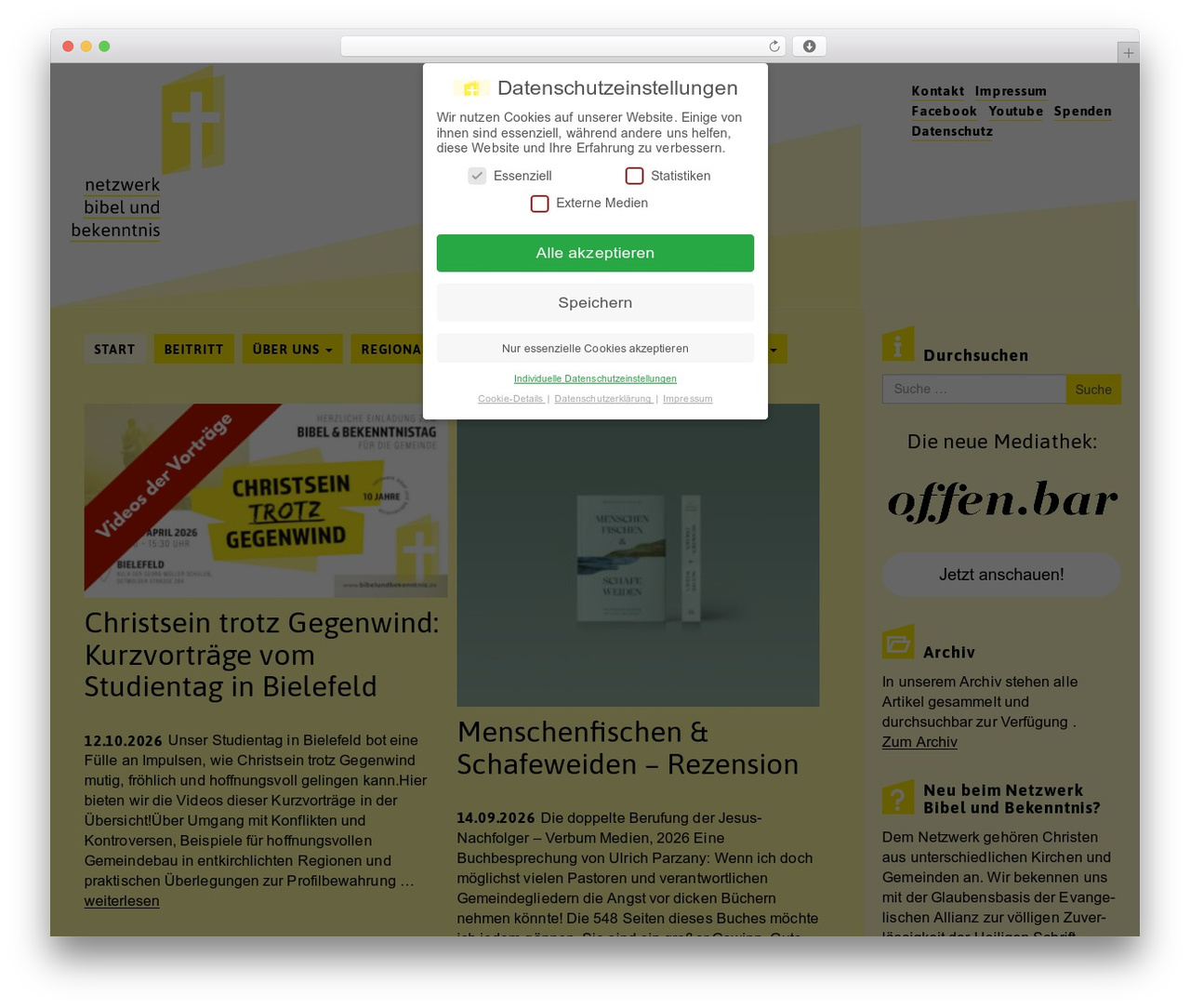 Bootstrap Basic premium WordPress theme - bibelundbekenntnis.de