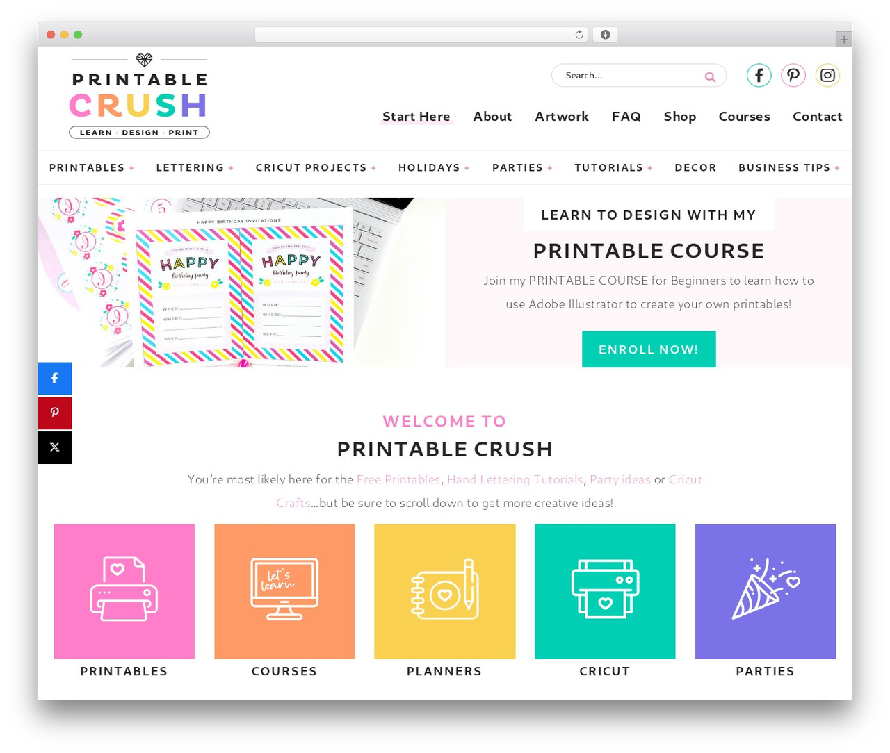 Custom Theme by PixelMeDesigns.com WordPress website theme - printablecrush.com
