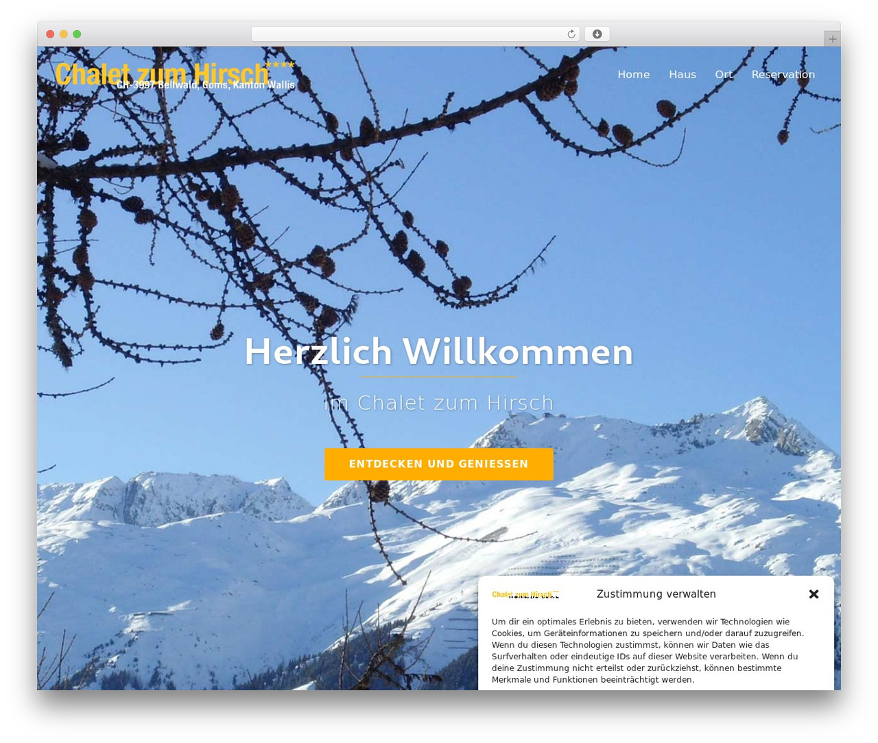 Sydney WordPress page theme - chaletzumhirsch.ch