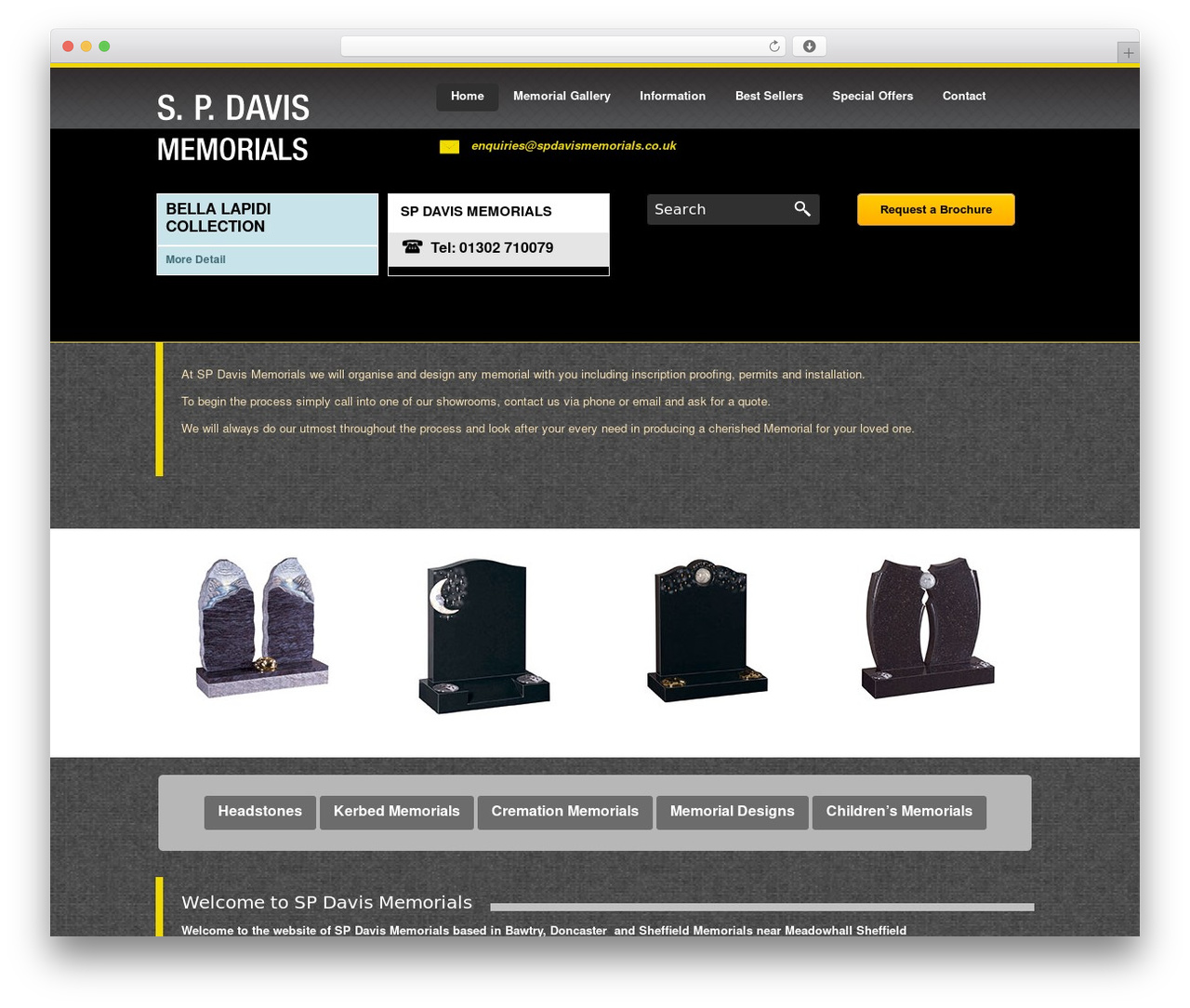 SP Davis Ltd premium WordPress theme - spdavismemorials.com