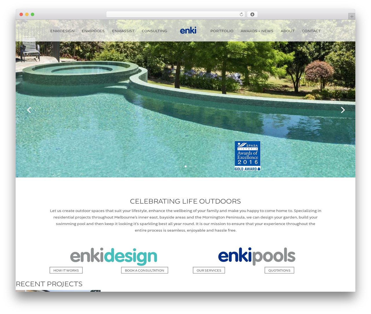 WordPress theme Divi - enkipools.com.au