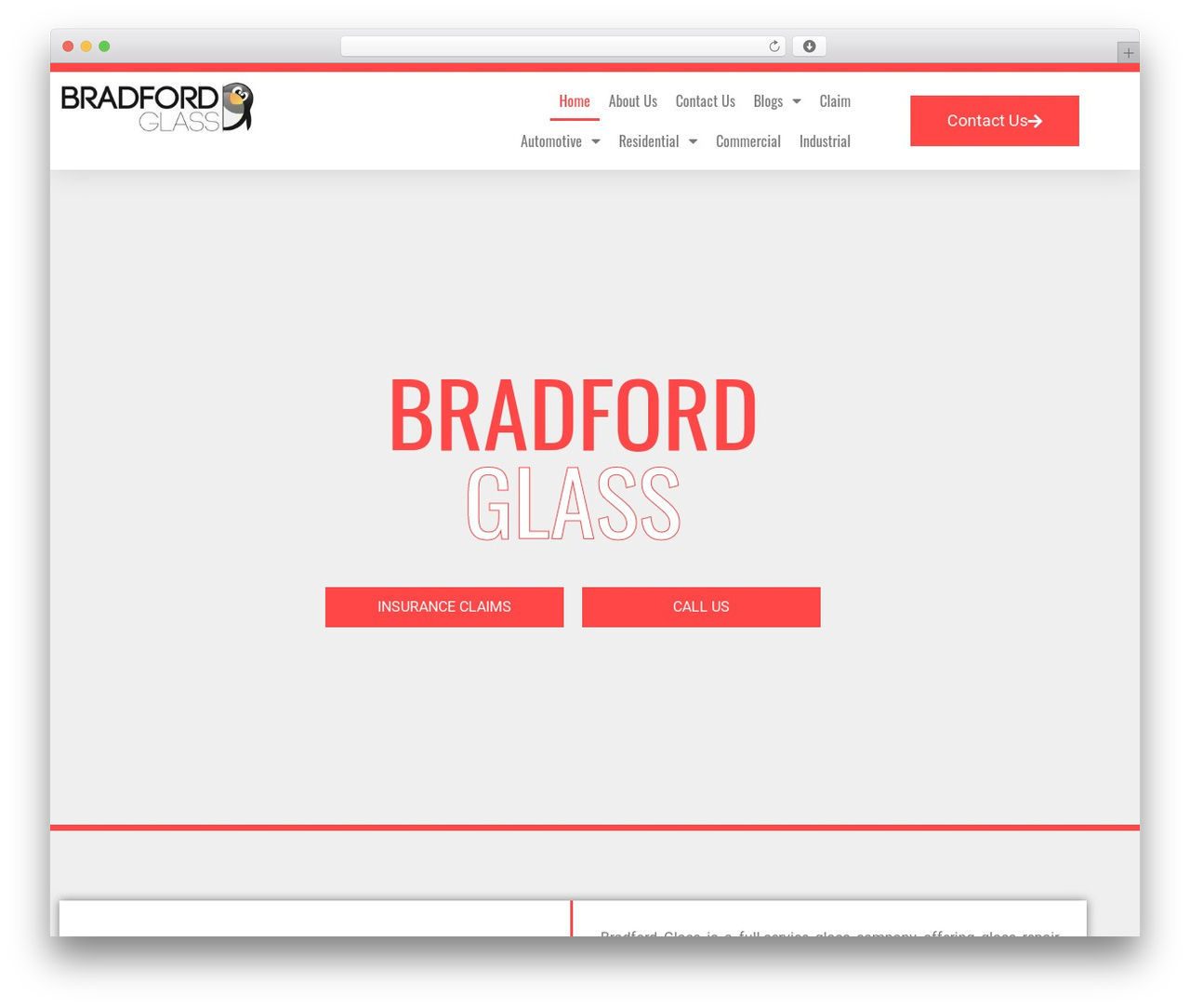 Hello Elementor WordPress theme - bradfordglass.com