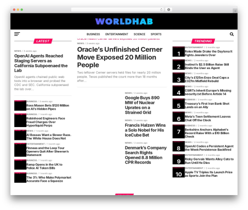 Zox News newspaper WordPress theme - worldhab.com