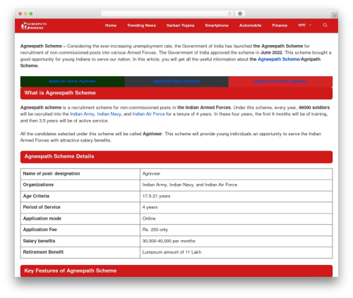 GeneratePress WordPress theme - agneepathscheme.in