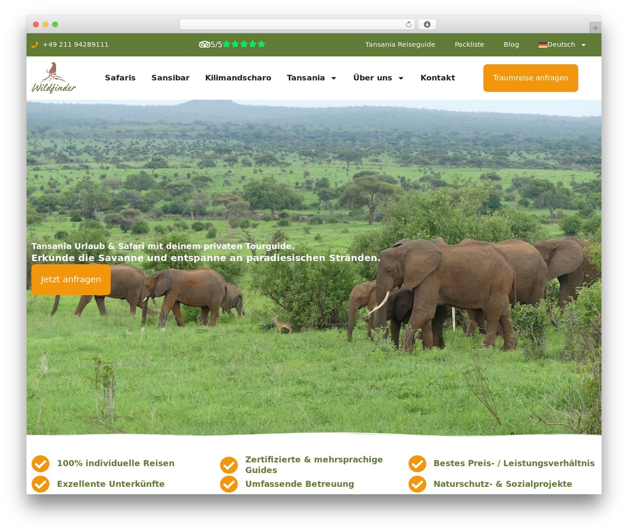 Hello Elementor WordPress theme - wildfindersafaris.com
