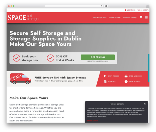 Space Self Storage top WordPress theme - spacestorage.ie