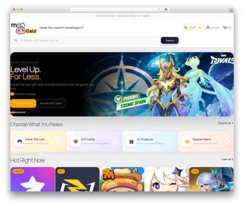 Storefront WordPress shopping theme - moogold.com