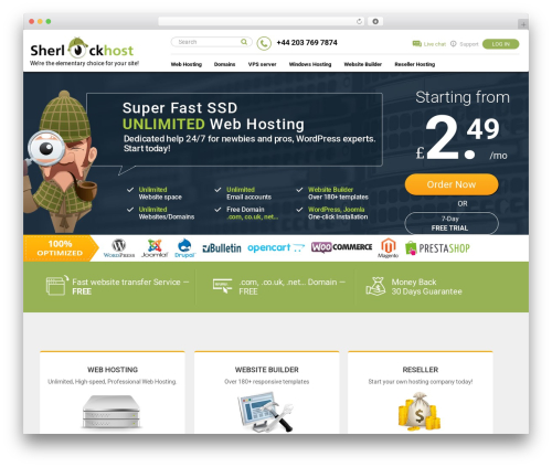 WordPress theme Sherlock Theme - sherlockhost.co.uk