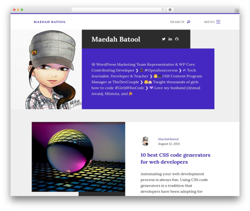 Writable theme WordPress - maedahbatool.com