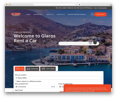 Gocars online WordPress plugin - glarosrentacar.gr