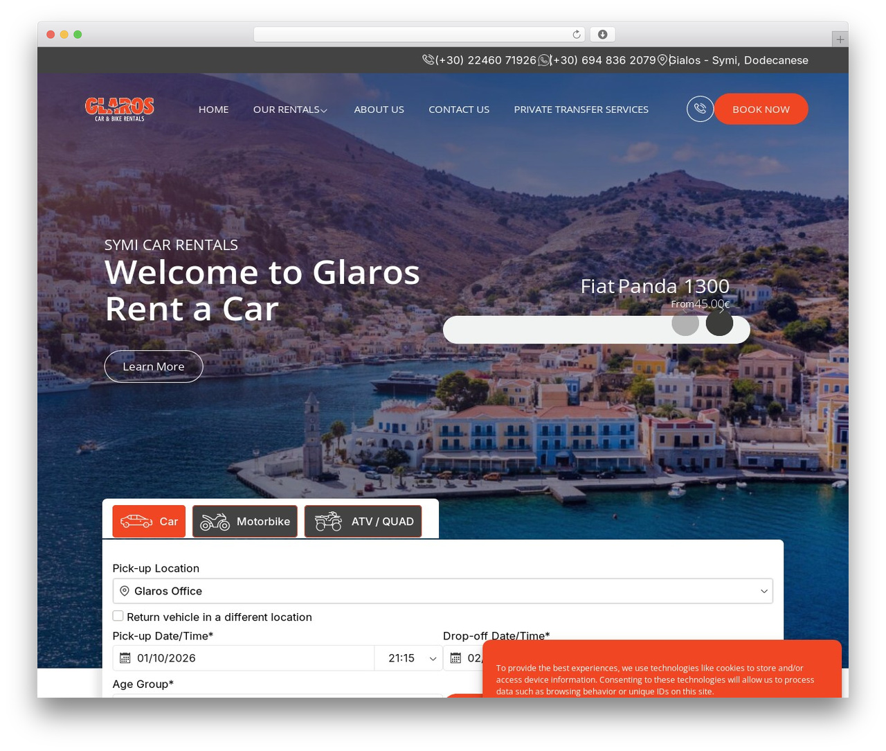 gocreations Custom Theme WordPress theme design - glarosrentacar.gr