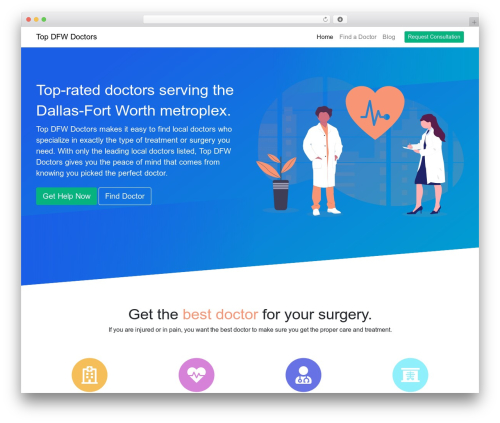 DFWDoctors WordPress page theme - topdfwdoctors.com